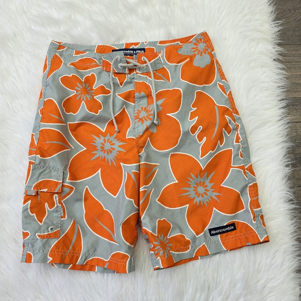 Abercrombie & Fitch Orange and Gray Shorts Men Swimming trunk Size 34